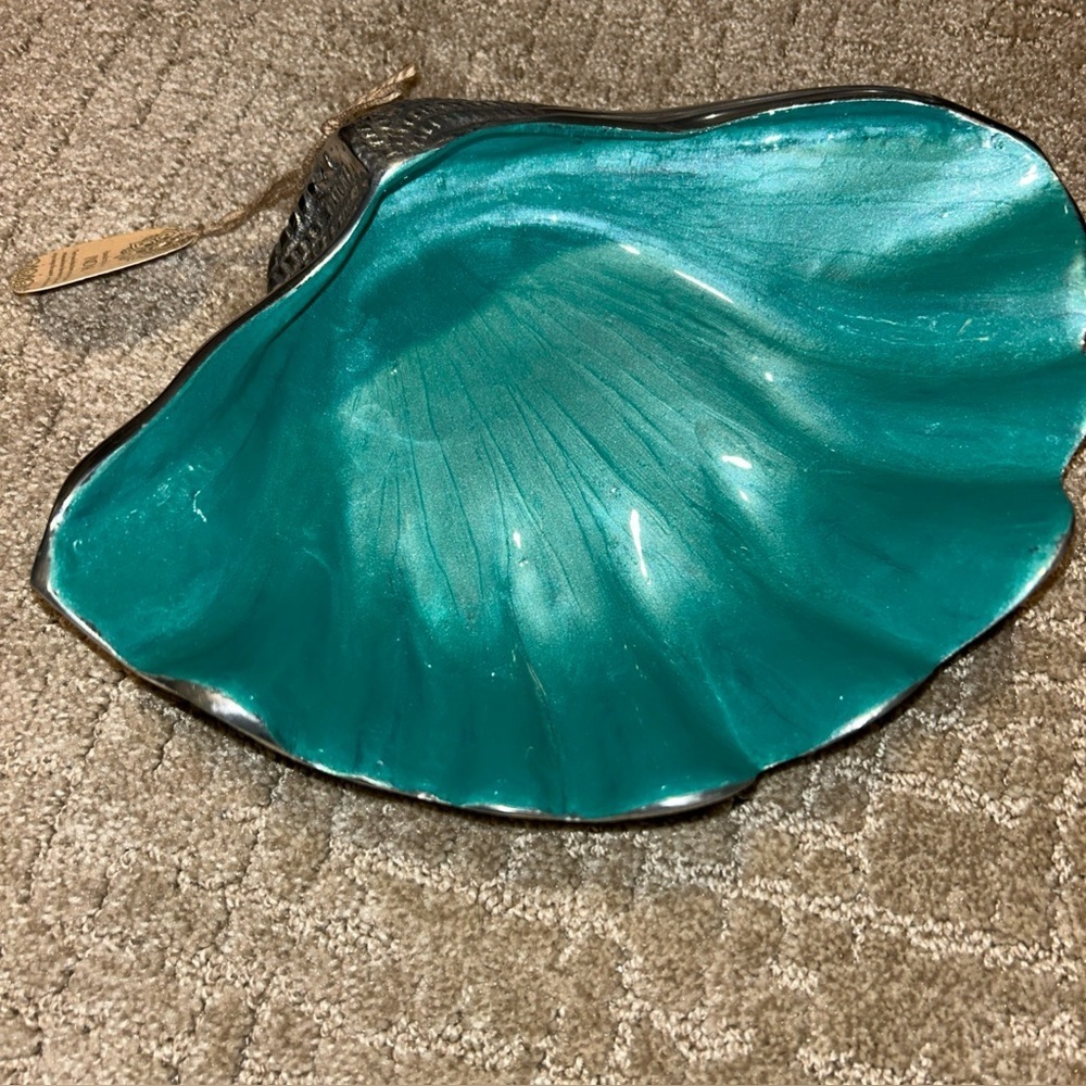Aluminum Shell Decorative Bowl Enameled with Silver Metal Exterior Made In India